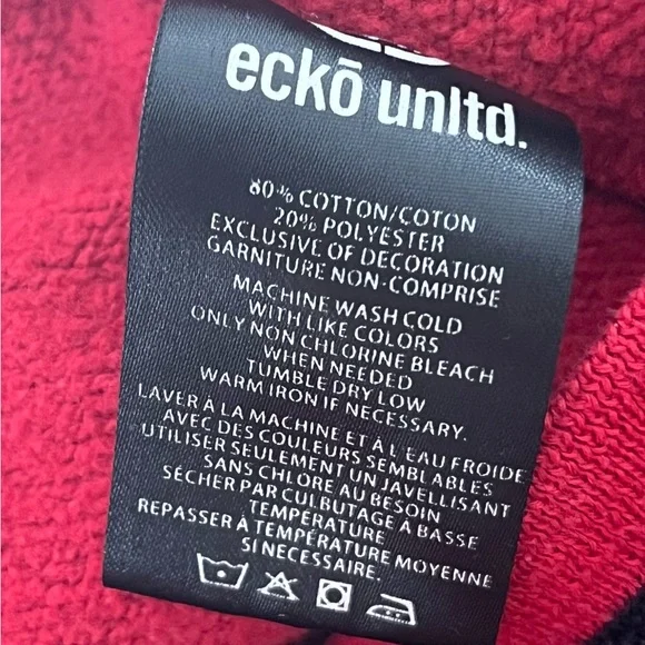 Y2K Ecko Unlimited Mens Hoodie in Red and Black - Picture 5 of 7